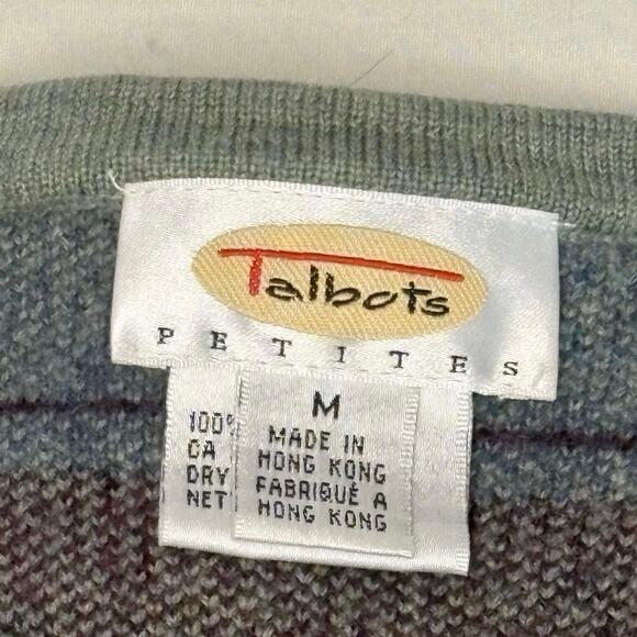 VTG Talbots 100% Wool Embroidered Cardigan Women's Petite M | Sage Green | EUC - Picture 4 of 10